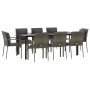 Set comedor jardín 9 pzas y cojines ratán sintético negro gris de vidaXL, Conjuntos de jardín - Ref: Foro24-3185118, Precio: ...