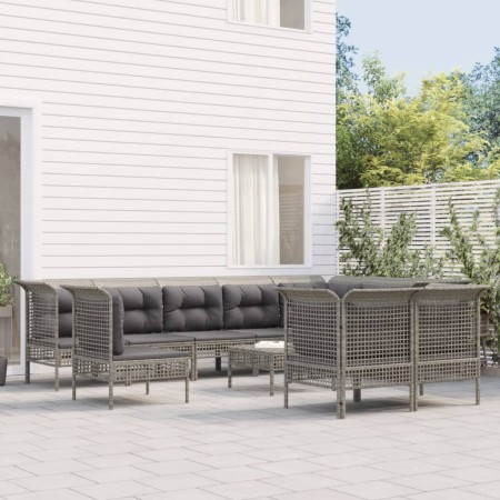 11-teiliges Gartenmöbel-Set und graue synthetische Rattankissen von vidaXL, Gartensets - Ref: Foro24-3187583, Preis: 546,64 €...