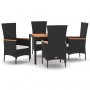 Set de muebles jardín 5 pzas con cojines ratán sintético negro de vidaXL, Conjuntos de jardín - Ref: Foro24-3157529, Precio: ...