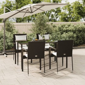 5-teiliges Gartenmöbel-Set mit Kissen synthetisches Rattan schwarz von vidaXL, Gartensets - Ref: Foro24-3185098, Preis: 453,5...