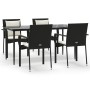 Set de muebles jardín 5 pzas con cojines ratán sintético negro de vidaXL, Conjuntos de jardín - Ref: Foro24-3185098, Precio: ...