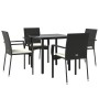 Set de muebles jardín 5 pzas con cojines ratán sintético negro de vidaXL, Conjuntos de jardín - Ref: Foro24-3185098, Precio: ...