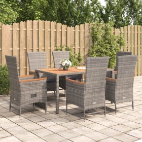 Garten-Essgruppe 7-teilig und graue synthetische Rattankissen von vidaXL, Gartensets - Ref: Foro24-3157551, Preis: 970,99 €, ...