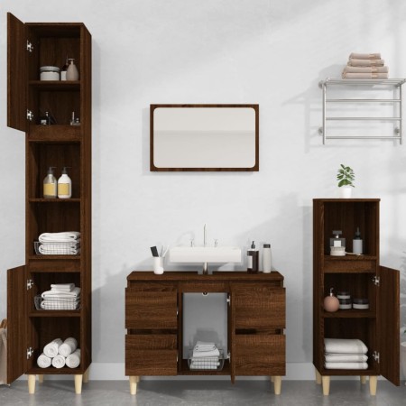 3-piece bathroom furniture set made of brown oak plywood by vidaXL, Bathroom furniture - Ref: Foro24-3185604, Price: 227,70 €...