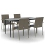 Set comedor jardín 5 pzas y cojines ratán sintético negro gris de vidaXL, Conjuntos de jardín - Ref: Foro24-3185128, Precio: ...