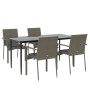 Set comedor jardín 5 pzas y cojines ratán sintético negro gris de vidaXL, Conjuntos de jardín - Ref: Foro24-3185128, Precio: ...