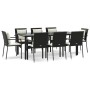 Set de comedor de jardín 9 pzas y cojines ratán sintético negro de vidaXL, Conjuntos de jardín - Ref: Foro24-3185112, Precio:...