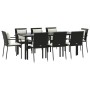 Set de comedor de jardín 9 pzas y cojines ratán sintético negro de vidaXL, Conjuntos de jardín - Ref: Foro24-3185112, Precio:...