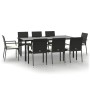 Set de comedor de jardín 9 pzas y cojines ratán sintético negro de vidaXL, Conjuntos de jardín - Ref: Foro24-3185136, Precio:...