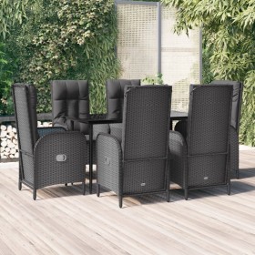 7-teiliges Garten-Essset und schwarze Kissen aus synthetischem Rattan von vidaXL, Gartensets - Ref: Foro24-3185170, Preis: 87...