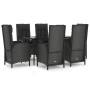 Set de comedor de jardín 7 pzas y cojines ratán sintético negro de vidaXL, Conjuntos de jardín - Ref: Foro24-3185170, Precio:...