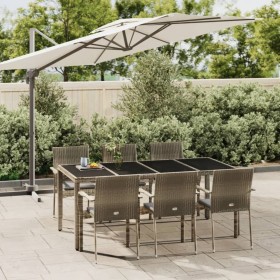 Garten-Essgruppe 7-teilig und graue synthetische Rattankissen von vidaXL, Gartensets - Ref: Foro24-3184985, Preis: 504,67 €, ...