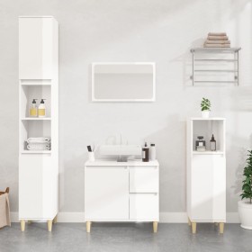 Bathroom furniture set, 3 pieces, plywood, glossy white by vidaXL, Bathroom furniture - Ref: Foro24-3185537, Price: 261,05 €,...