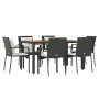 Set de comedor de jardín 7 pzas y cojines ratán sintético negro de vidaXL, Conjuntos de jardín - Ref: Foro24-3157966, Precio:...