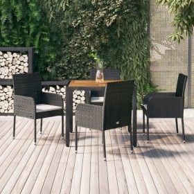 5-piece garden furniture set with black synthetic rattan cushions by vidaXL, Garden sets - Ref: Foro24-3185012, Price: 367,99...