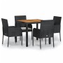 Set de muebles jardín 5 pzas con cojines ratán sintético negro de vidaXL, Conjuntos de jardín - Ref: Foro24-3185012, Precio: ...