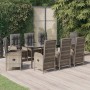 9-teiliges Garten-Esszimmerset und Kissen synthetisches Rattan schwarz grau von vidaXL, Gartensets - Ref: Foro24-3185206, Pre...