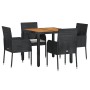 Set de muebles jardín 5 pzas con cojines ratán sintético negro de vidaXL, Conjuntos de jardín - Ref: Foro24-3185012, Precio: ...