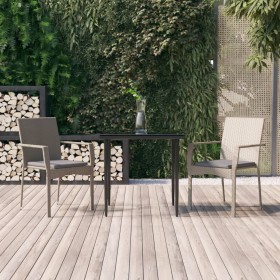 Garden dining set 3 pieces and black gray synthetic rattan cushions by vidaXL, Garden sets - Ref: Foro24-3185125, Price: 208,...