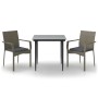 Set comedor jardín 3 pzas y cojines ratán sintético negro gris de vidaXL, Conjuntos de jardín - Ref: Foro24-3185125, Precio: ...