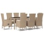 Set comedor de jardín 9 pzas con cojines ratán sintético beige de vidaXL, Conjuntos de jardín - Ref: Foro24-3157571, Precio: ...