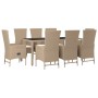 Set comedor de jardín 9 pzas con cojines ratán sintético beige de vidaXL, Conjuntos de jardín - Ref: Foro24-3157571, Precio: ...