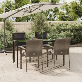 Garden dining set 5 pieces and black gray synthetic rattan cushions by vidaXL, Garden sets - Ref: Foro24-3185104, Price: 385,...