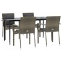 Set comedor jardín 5 pzas y cojines ratán sintético negro gris de vidaXL, Conjuntos de jardín - Ref: Foro24-3185104, Precio: ...