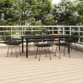 Juego de comedor de jardín 7 piezas ratán sintético negro de vidaXL, Conjuntos de jardín - Ref: Foro24-3157871, Precio: 569,0...