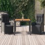 3-piece garden dining set with black synthetic rattan cushions by vidaXL, Garden sets - Ref: Foro24-3185074, Price: 481,71 €,...