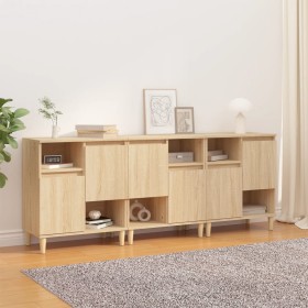 Sideboards 3 pcs Sonoma oak plywood 60x35x70 cm by vidaXL, Sideboards - Ref: Foro24-3185738, Price: 204,99 €, Discount: %