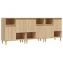 Aparadores 3 uds madera contrachapada roble Sonoma 60x35x70 cm de vidaXL, Aparadores - Ref: Foro24-3185738, Precio: 206,16 €,...