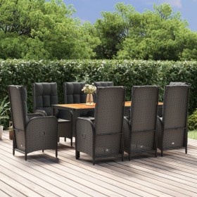 9-teiliges Garten-Essset und schwarze Kissen aus synthetischem Rattan von vidaXL, Gartensets - Ref: Foro24-3185073, Preis: 1,...