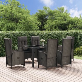 7-teiliges Garten-Esszimmerset und Kissen synthetisches Rattan schwarz von vidaXL, Gartensets - Ref: Foro24-3185066, Preis: 1...