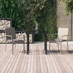 3-teiliges Garten-Esszimmerset und Kissen synthetisches Rattan schwarz grau von vidaXL, Gartensets - Ref: Foro24-3185137, Pre...