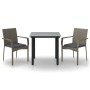 Set comedor jardín 3 pzas y cojines ratán sintético negro gris de vidaXL, Conjuntos de jardín - Ref: Foro24-3185137, Precio: ...