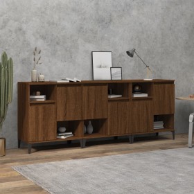 Sideboards 3 pcs oak brown plywood 60x35x70 cm by vidaXL, Sideboards - Ref: Foro24-3185750, Price: 199,99 €, Discount: %