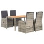 Set comedor de jardín 5 piezas con cojines ratán sintético gris de vidaXL, Conjuntos de jardín - Ref: Foro24-3157585, Precio:...