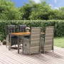 Set comedor de jardín 5 piezas con cojines ratán sintético gris de vidaXL, Conjuntos de jardín - Ref: Foro24-3185040, Precio:...