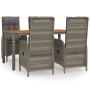 Set comedor de jardín 5 piezas con cojines ratán sintético gris de vidaXL, Conjuntos de jardín - Ref: Foro24-3185040, Precio:...