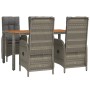 Set comedor de jardín 5 piezas con cojines ratán sintético gris de vidaXL, Conjuntos de jardín - Ref: Foro24-3185040, Precio:...