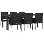 Set de comedor de jardín 7 pzas y cojines ratán sintético negro de vidaXL, Conjuntos de jardín - Ref: Foro24-3185003, Precio:...