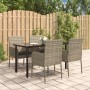 5-teiliges Garten-Esszimmerset und Kissen synthetisches Rattan schwarz grau von vidaXL, Gartensets - Ref: Foro24-3185163, Pre...