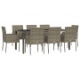 Garden dining set 9 pieces and gray synthetic rattan cushions by vidaXL, Garden sets - Ref: Foro24-3185010, Price: 556,52 €, ...