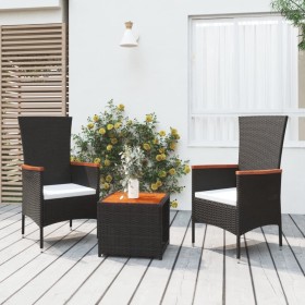 Garden furniture set 3 pieces acacia wood black synthetic rattan by vidaXL, Garden sets - Ref: Foro24-3157648, Price: 185,99 ...