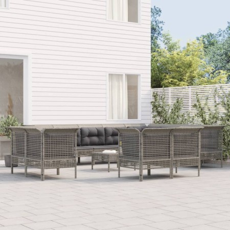 13-teiliges Gartenmöbel-Set und graue synthetische Rattankissen von vidaXL, Gartensets - Ref: Foro24-3187588, Preis: 729,99 €...