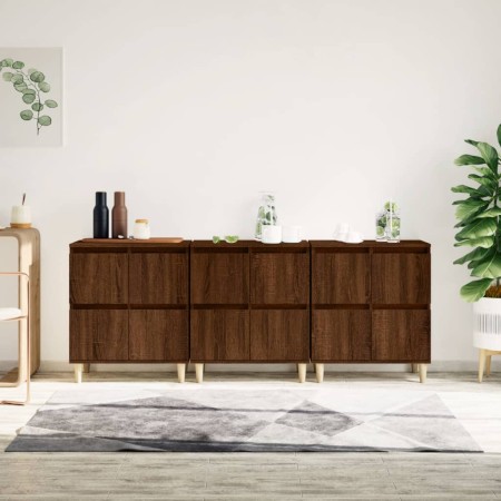 Sideboards 3 Stk. Sperrholz braune Eiche 60x35x70 cm von vidaXL, Sideboards - Ref: Foro24-3185774, Preis: 180,24 €, Rabatt: %