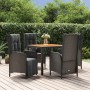 Set de muebles jardín 5 pzas con cojines ratán sintético negro de vidaXL, Conjuntos de jardín - Ref: Foro24-3185080, Precio: ...