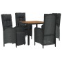 Set de muebles jardín 5 pzas con cojines ratán sintético negro de vidaXL, Conjuntos de jardín - Ref: Foro24-3185080, Precio: ...