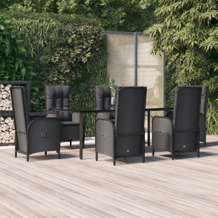 7-teiliges Garten-Essset und schwarze Kissen aus synthetischem Rattan von vidaXL, Gartensets - Ref: Foro24-3185193, Preis: 1,...